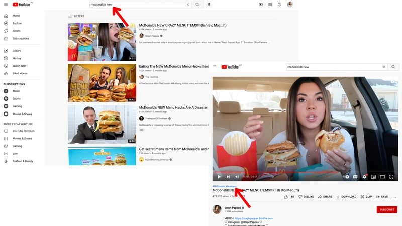 Image of searched YouTube tags