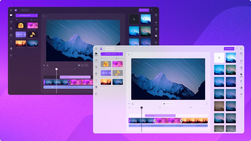 User selecting light and dark background in Clipchamp
