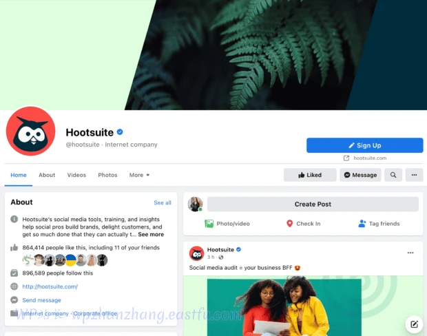 Hootsuite 优化的 Facebook 商业页面
