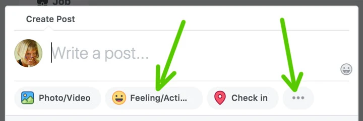 how to create a facebook post with a feeling or activity.