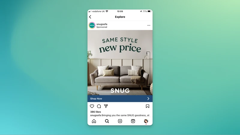 Snug的Instagram使用静态图片广告