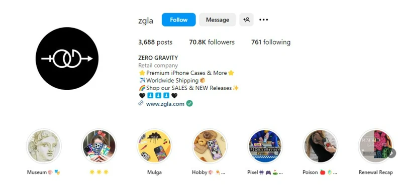 Zero Gravity在其Instagram简介中大量使用表情符号