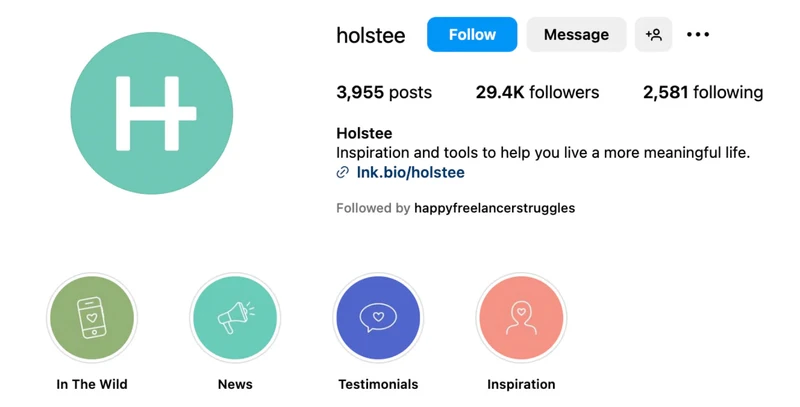Holstee的Instagram简介简洁明了