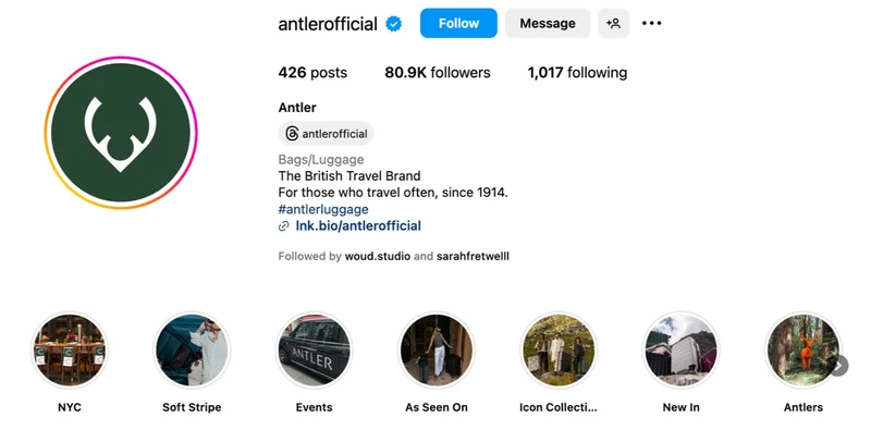 Antler的Instagram简介介绍了其创立时间