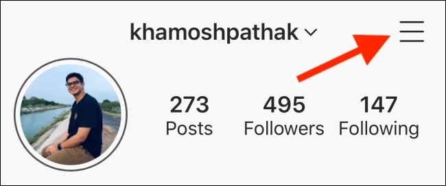 Tap the Menu button from your profile