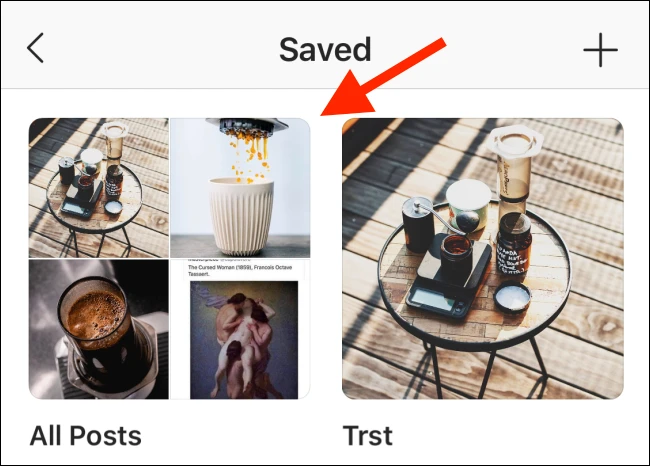 Choose a collection from the Saved menu