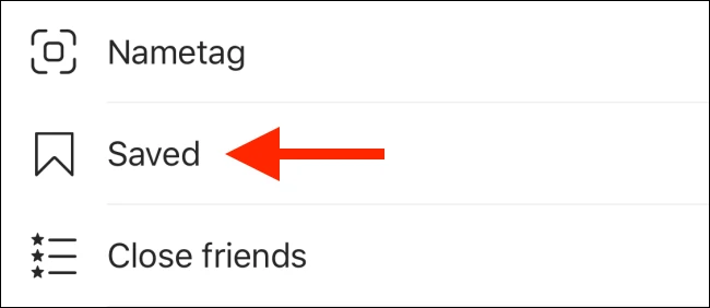 Tap the Saved option from the menu