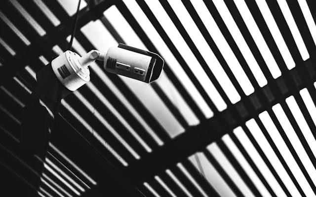 pexels-marek-piwnicki-3907296-8991526 | Path Social CCTV 攝影機的灰階照片。